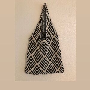 Black and White Geometric Patterned Women's Bag